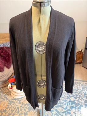 croft & barrow Black Open-Front Women's Cardigan with Pockets